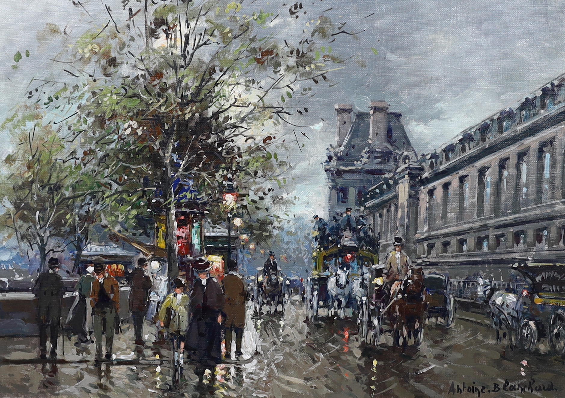 Antoine Blanchard (French, 1910-1988), 'The Embankment by the Louvre', oil on canvas, 33 x 46cm